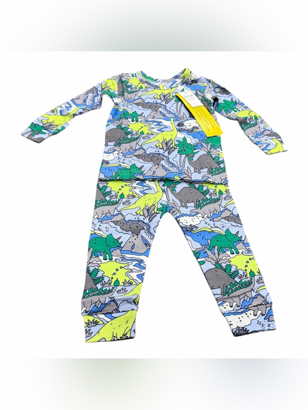 Baby Gap Cotton Pajama Set, Size 12-18 Months, Dinosaur Print, Green Gray, NEW